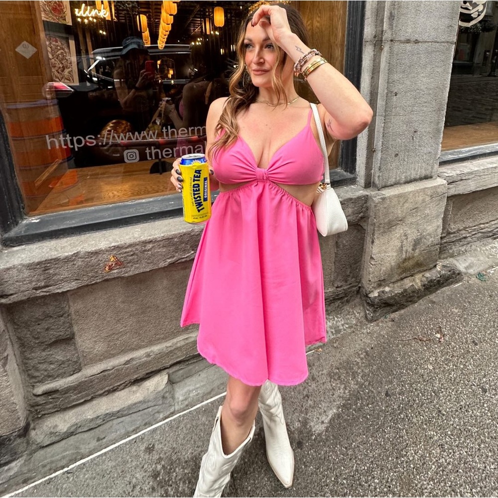 Pink cut out dress